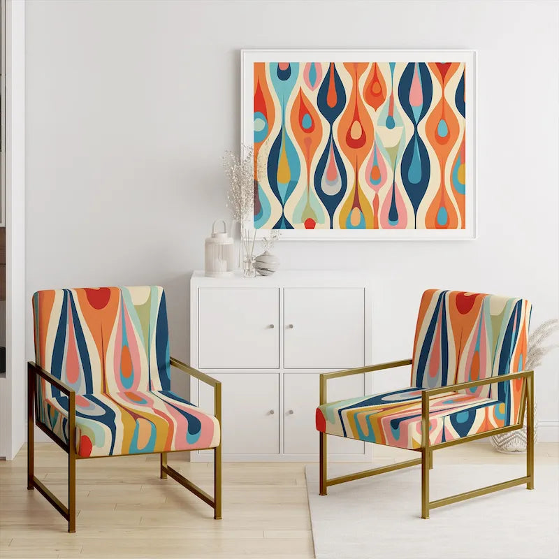 Fauteuil d'appoint géométrique capitonné Retro Abstract Drops XI