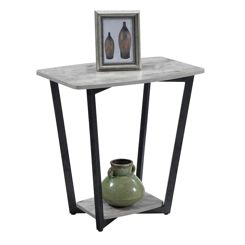 Table d'appoint industrielle avec étagère inférieure