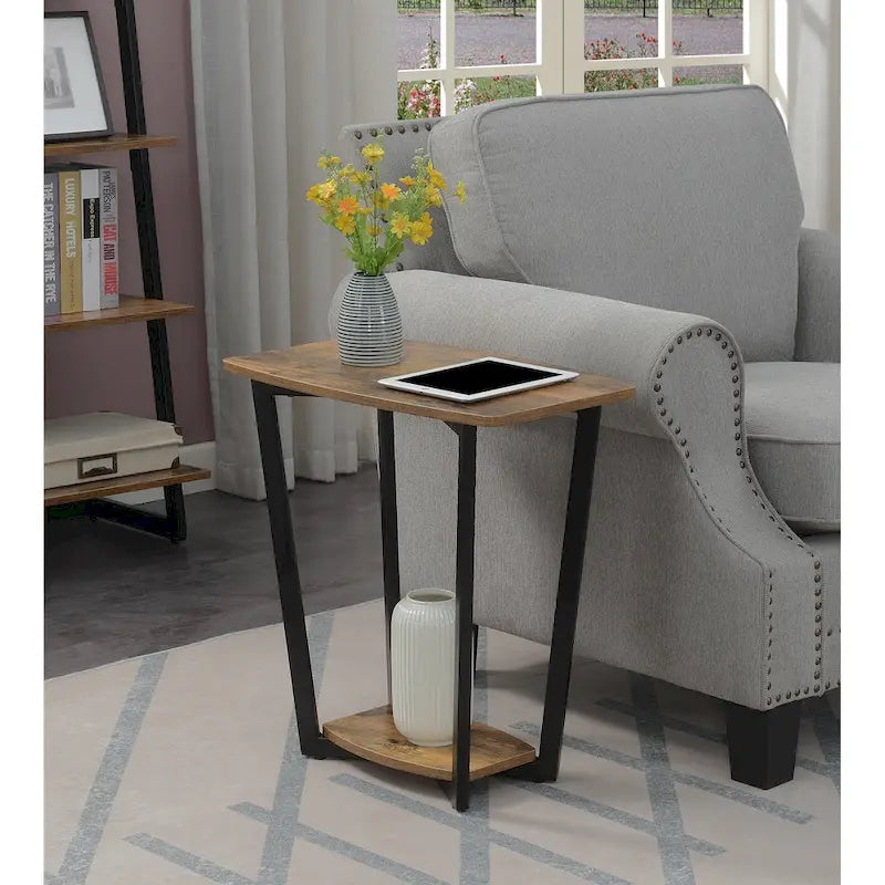 Table d'appoint industrielle avec étagère inférieure