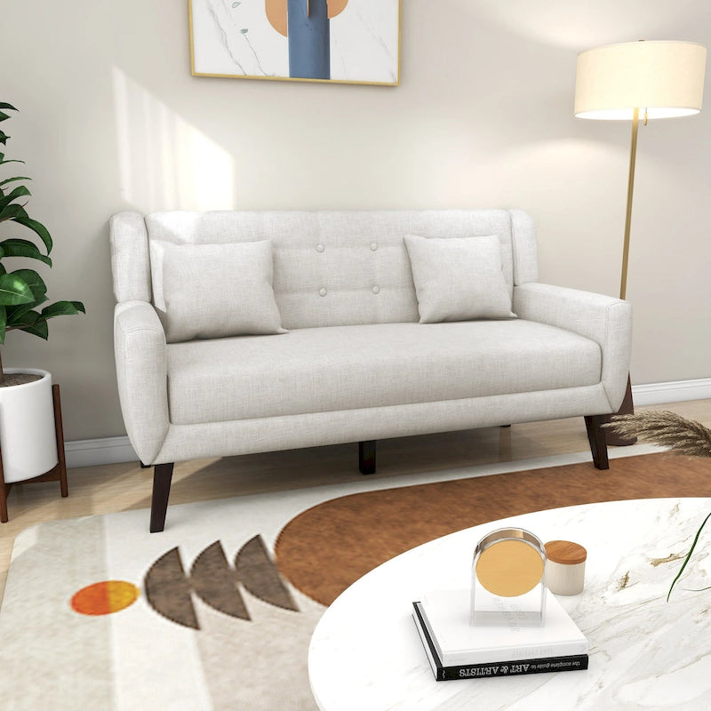 Canapé Loveseat Moderne Capitonnée – Revêtement en Lin