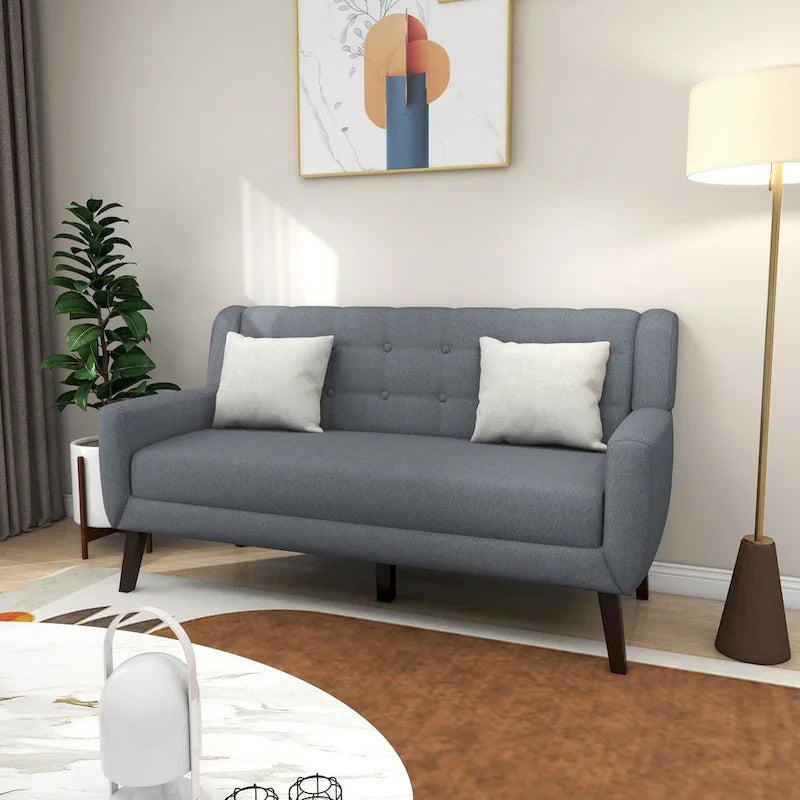 Canapé Loveseat Moderne Capitonnée – Revêtement en Lin