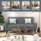 Canapé Loveseat Moderne Capitonnée – Revêtement en Lin