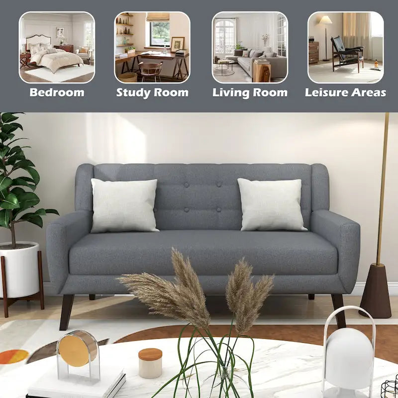 Canapé Loveseat Moderne Capitonnée – Revêtement en Lin