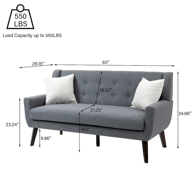 Canapé Loveseat Moderne Capitonnée – Revêtement en Lin