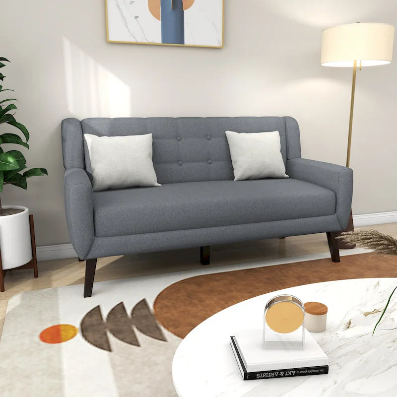Canapé Loveseat Moderne Capitonnée – Revêtement en Lin