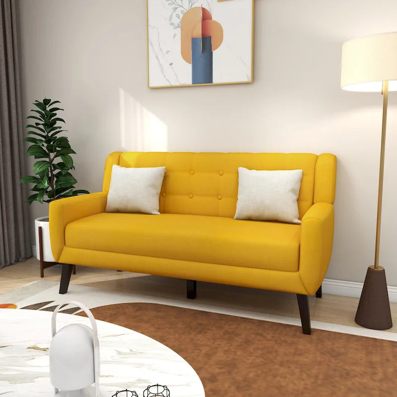 Canapé Loveseat Moderne Capitonnée – Revêtement en Lin
