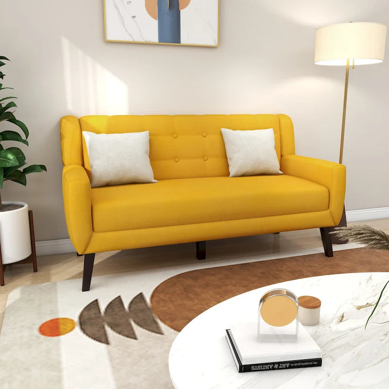 Canapé Loveseat Moderne Capitonnée – Revêtement en Lin