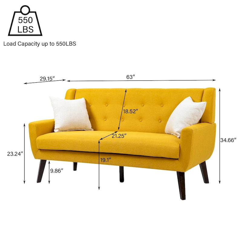 Canapé Loveseat Moderne Capitonnée – Revêtement en Lin