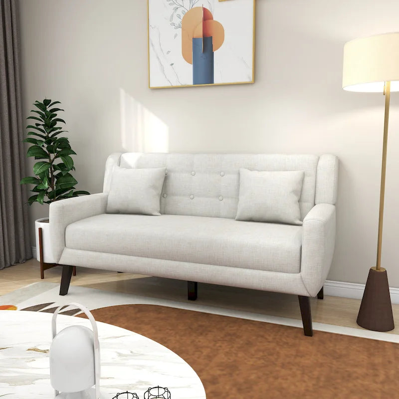 Canapé Loveseat Moderne Capitonnée – Revêtement en Lin