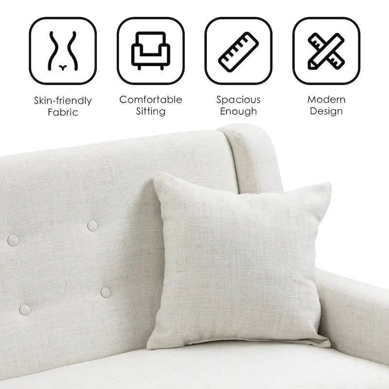 Canapé Loveseat Moderne Capitonnée – Revêtement en Lin