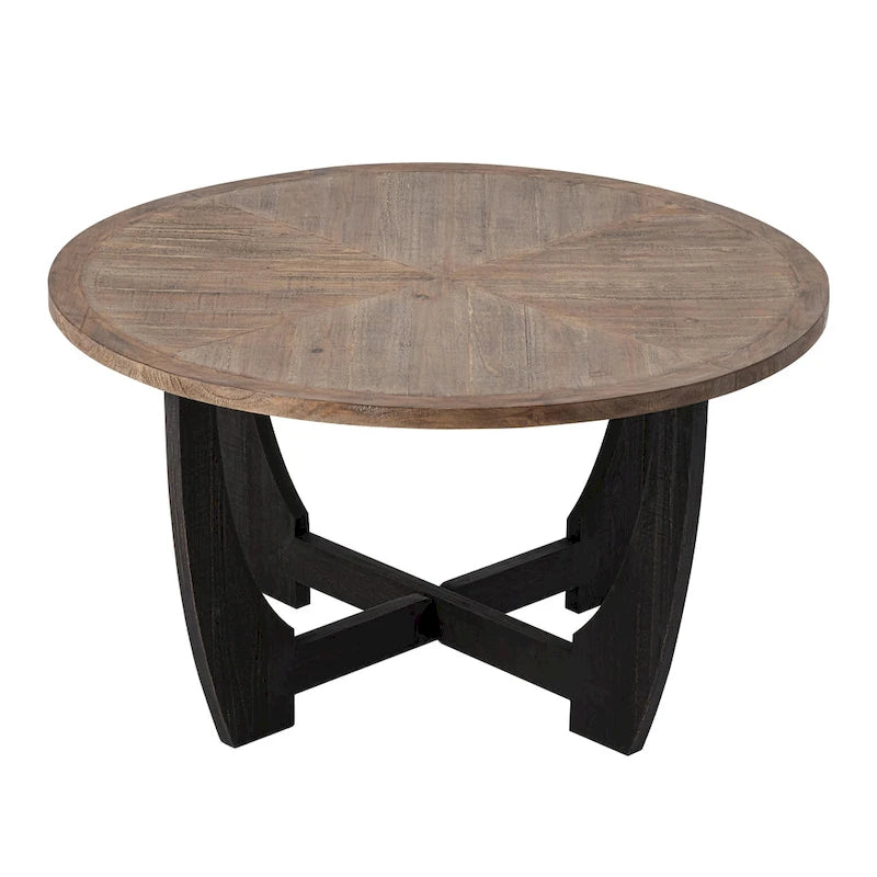 Table d'appoint rustique de ferme avec étagère inférieure, style campagnard français