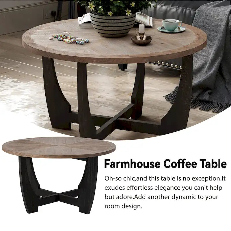 Table d'appoint rustique de ferme avec étagère inférieure, style campagnard français