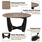 Table d'appoint rustique de ferme avec étagère inférieure, style campagnard français