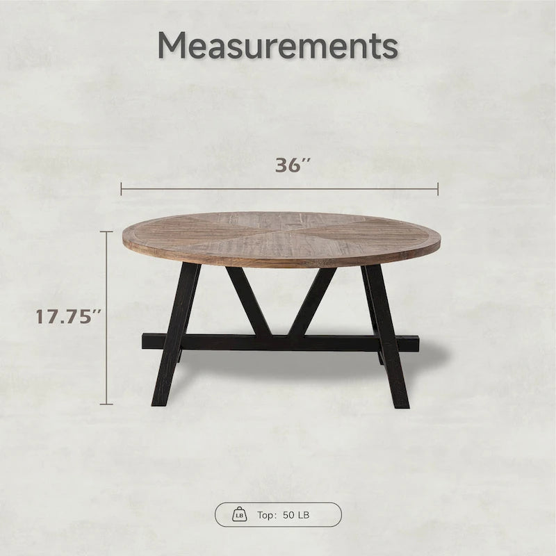 Table d'appoint rustique de ferme avec étagère inférieure, style campagnard français