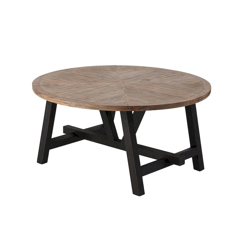 Table d'appoint rustique de ferme avec étagère inférieure, style campagnard français