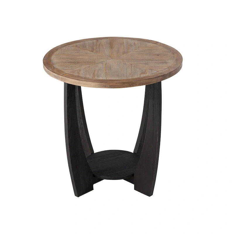 Table d'appoint rustique de ferme avec étagère inférieure, style campagnard français