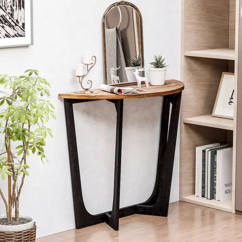Table d'appoint rustique de ferme avec étagère inférieure, style campagnard français