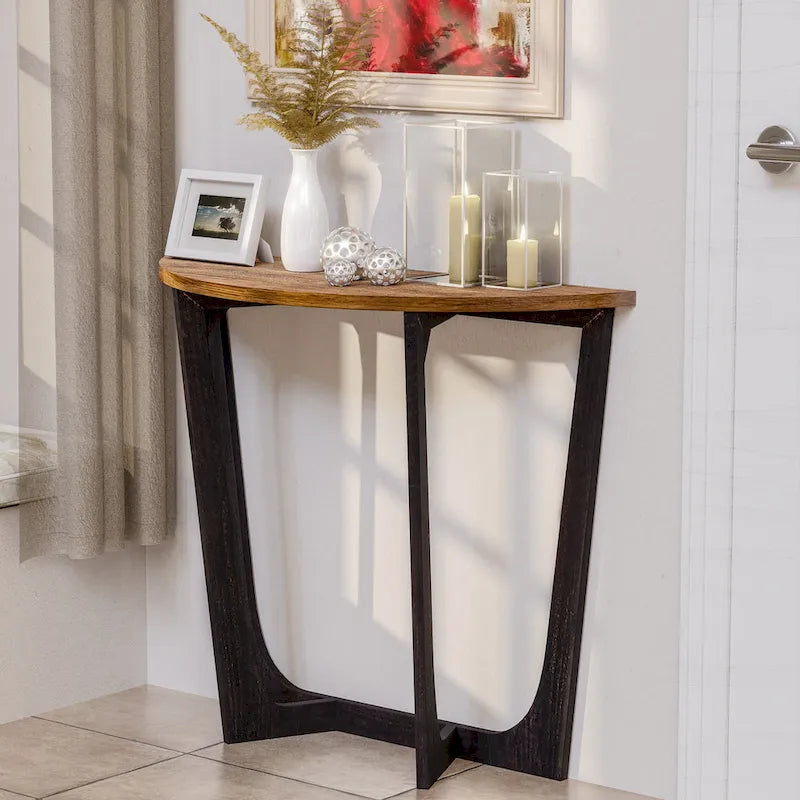 Table d'appoint rustique de ferme avec étagère inférieure, style campagnard français