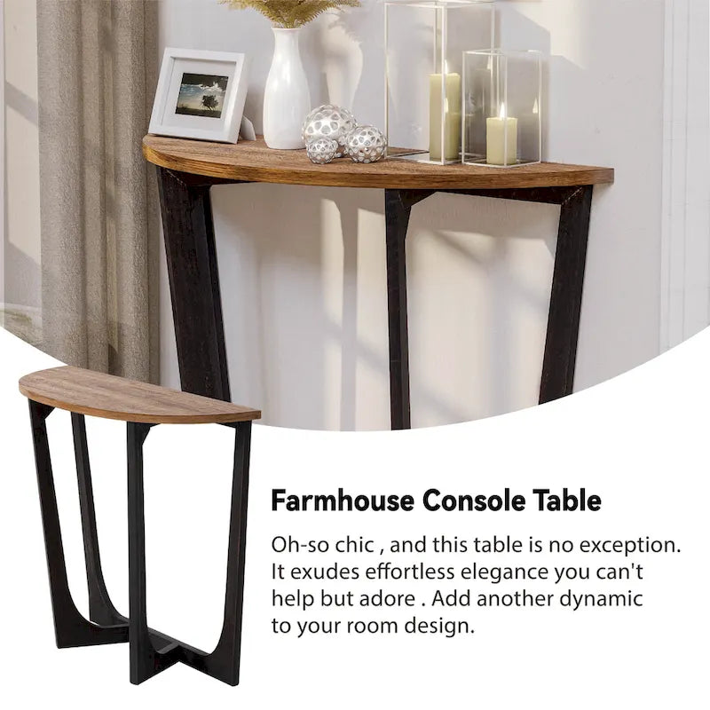 Table d'appoint rustique de ferme avec étagère inférieure, style campagnard français