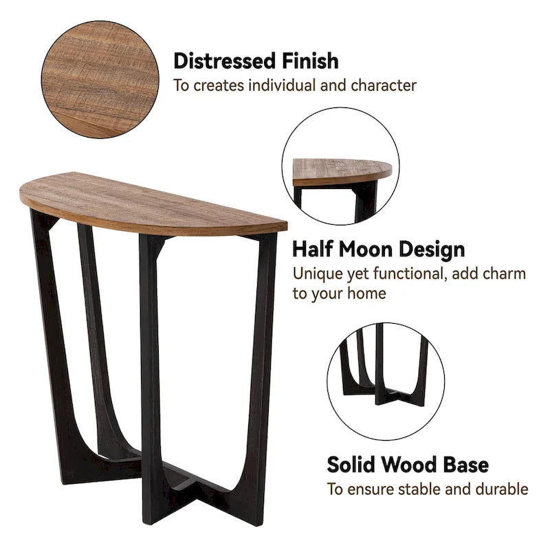 Table d'appoint rustique de ferme avec étagère inférieure, style campagnard français
