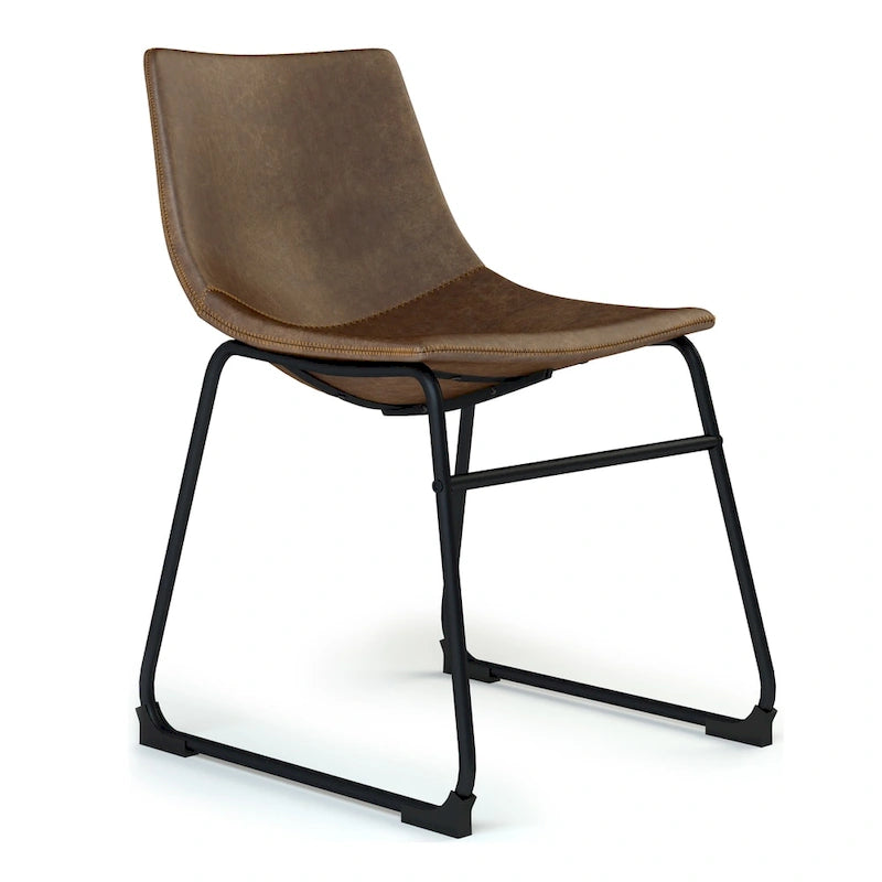 Chaises de salle à manger sans accoudoirs en similicuir, lot de 2