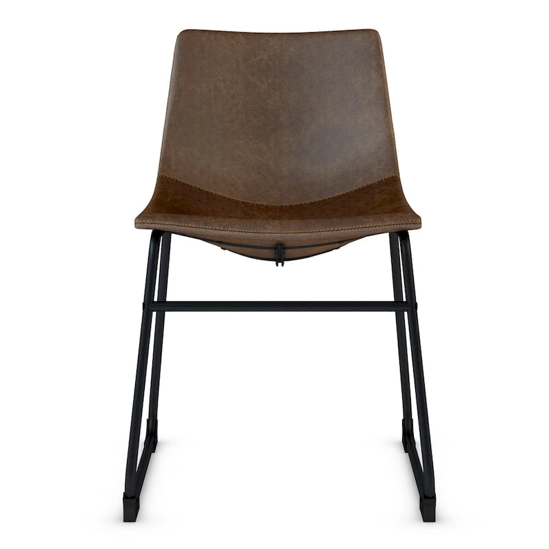 Chaises de salle à manger sans accoudoirs en similicuir, lot de 2