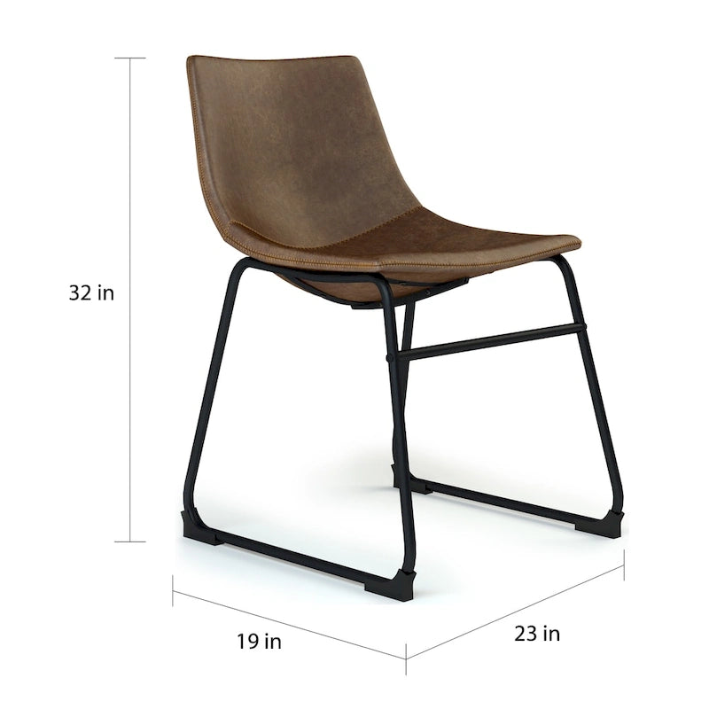 Chaises de salle à manger sans accoudoirs en similicuir, lot de 2
