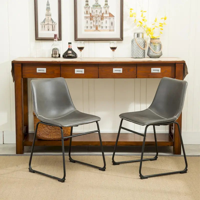 Chaises de salle à manger sans accoudoirs en similicuir, lot de 2