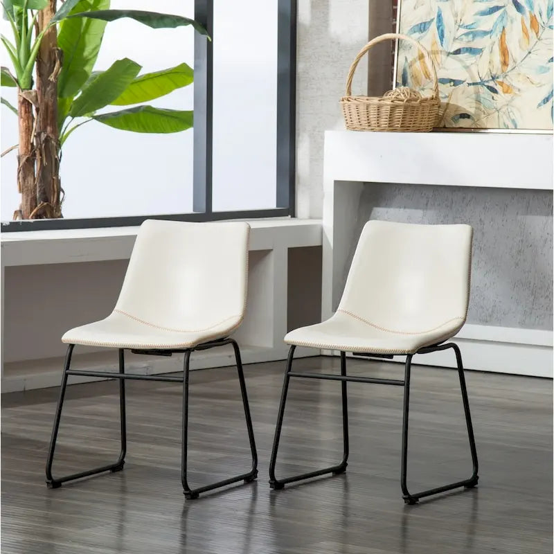 Chaises de salle à manger sans accoudoirs en similicuir, lot de 2