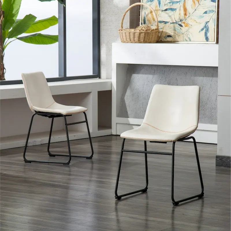 Chaises de salle à manger sans accoudoirs en similicuir, lot de 2