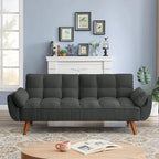 Canapé-lit futon, canapé pliant convertible, fauteuil inclinable pour salon avec 2 oreillers et accoudoirs