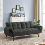 Canapé-lit futon, canapé pliant convertible, fauteuil inclinable pour salon avec 2 oreillers et accoudoirs