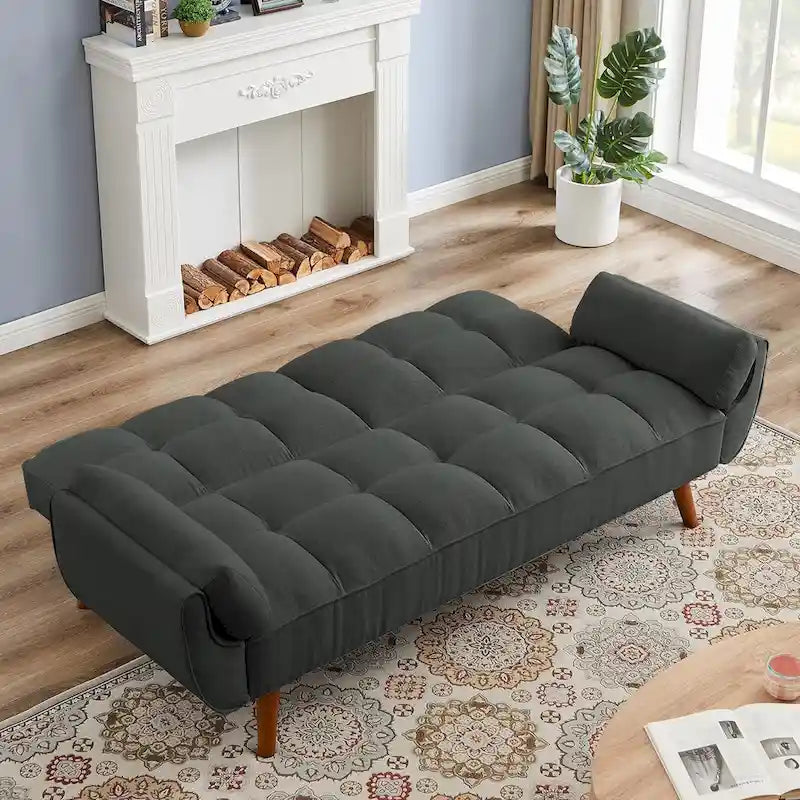 Canapé-lit futon, canapé pliant convertible, fauteuil inclinable pour salon avec 2 oreillers et accoudoirs