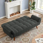 Canapé-lit futon, canapé pliant convertible, fauteuil inclinable pour salon avec 2 oreillers et accoudoirs