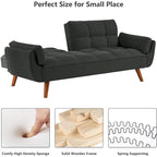 Canapé-lit futon, canapé pliant convertible, fauteuil inclinable pour salon avec 2 oreillers et accoudoirs