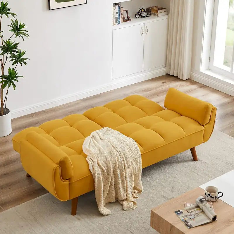 Canapé-lit futon, canapé pliant convertible, fauteuil inclinable pour salon avec 2 oreillers et accoudoirs