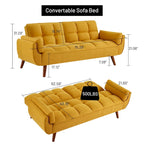 Canapé-lit futon, canapé pliant convertible, fauteuil inclinable pour salon avec 2 oreillers et accoudoirs