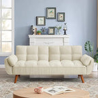 Canapé-lit futon, canapé pliant convertible, fauteuil inclinable pour salon avec 2 oreillers et accoudoirs