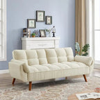 Canapé-lit futon, canapé pliant convertible, fauteuil inclinable pour salon avec 2 oreillers et accoudoirs