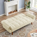 Canapé-lit futon, canapé pliant convertible, fauteuil inclinable pour salon avec 2 oreillers et accoudoirs