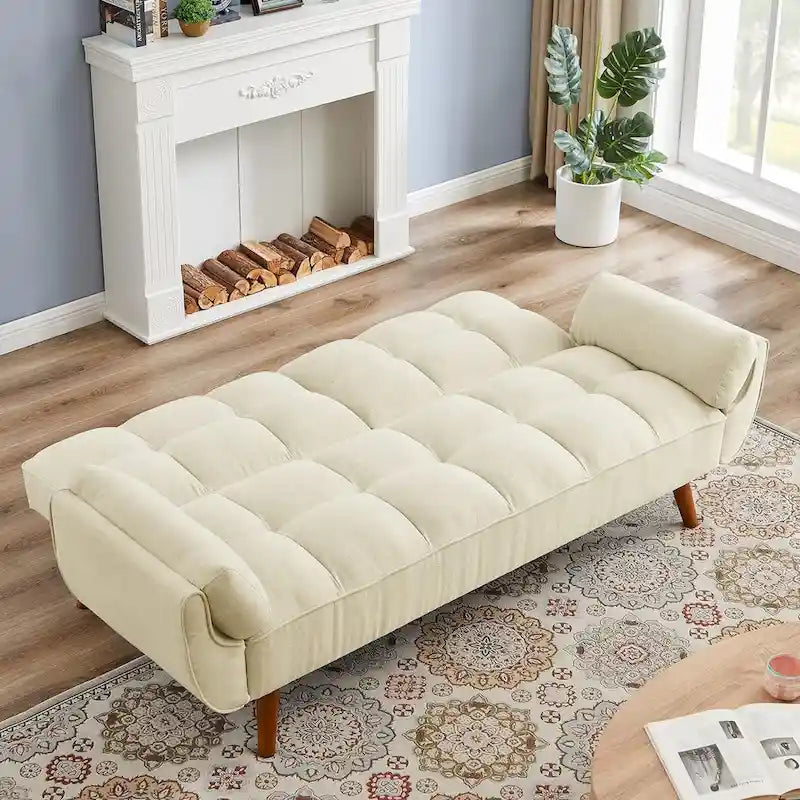 Canapé-lit futon, canapé pliant convertible, fauteuil inclinable pour salon avec 2 oreillers et accoudoirs