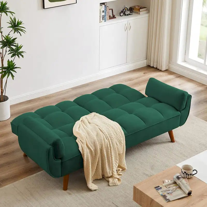 Canapé-lit futon, canapé pliant convertible, fauteuil inclinable pour salon avec 2 oreillers et accoudoirs