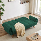Canapé-lit futon, canapé pliant convertible, fauteuil inclinable pour salon avec 2 oreillers et accoudoirs