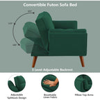 Canapé-lit futon, canapé pliant convertible, fauteuil inclinable pour salon avec 2 oreillers et accoudoirs