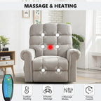 Fauteuil inclinable, pivotant et basculant de grande taille avec fonction massage