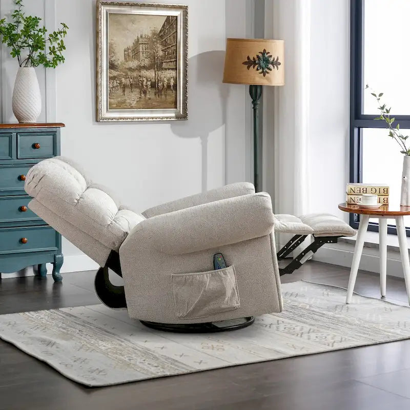 Fauteuil inclinable, pivotant et basculant de grande taille avec fonction massage