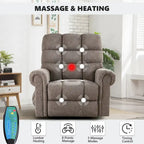 Fauteuil inclinable, pivotant et basculant de grande taille avec fonction massage