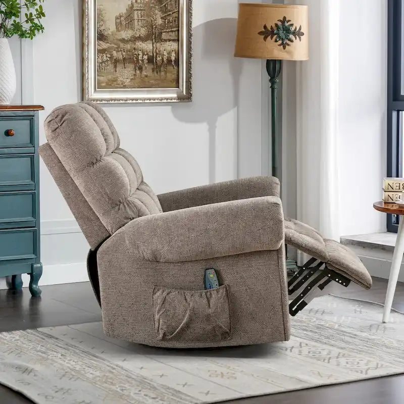 Fauteuil inclinable, pivotant et basculant de grande taille avec fonction massage