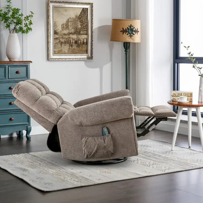 Fauteuil inclinable, pivotant et basculant de grande taille avec fonction massage