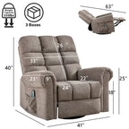 Fauteuil inclinable, pivotant et basculant de grande taille avec fonction massage